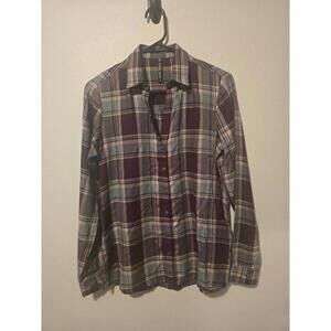Kuhl Womens Burgandy Plaid Long Sleeve Button Down (S)